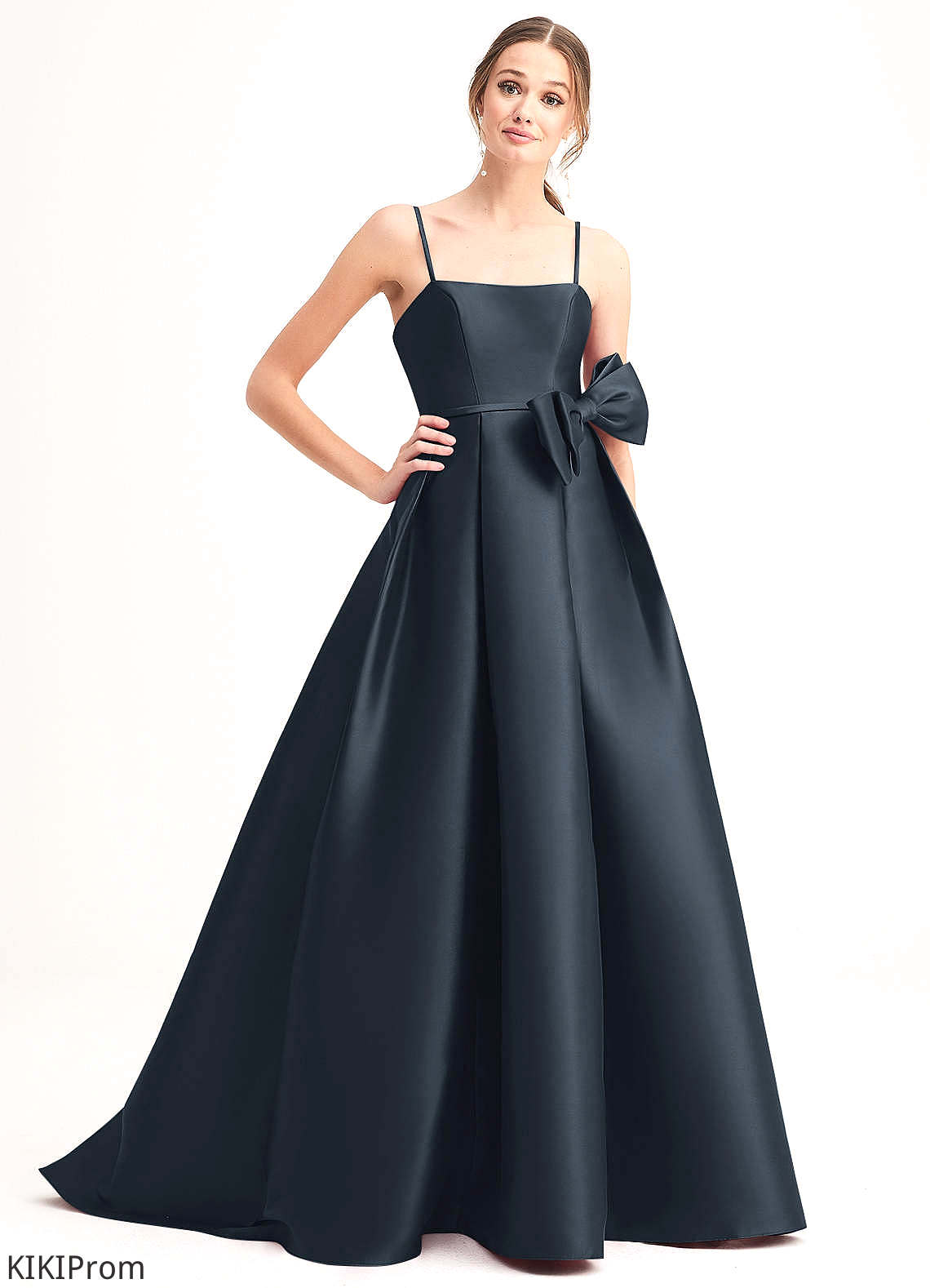 Kayla Sleeveless Floor Length Natural Waist Sheath/Column V-Neck Lace Bridesmaid Dresses