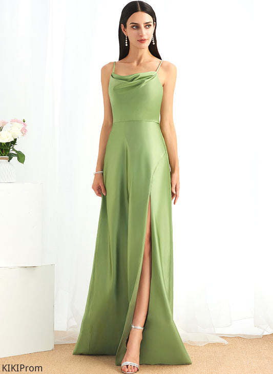 Neckline Silhouette Embellishment Length Floor-Length CowlNeck Fabric A-Line SplitFront Chana Bridesmaid Dresses