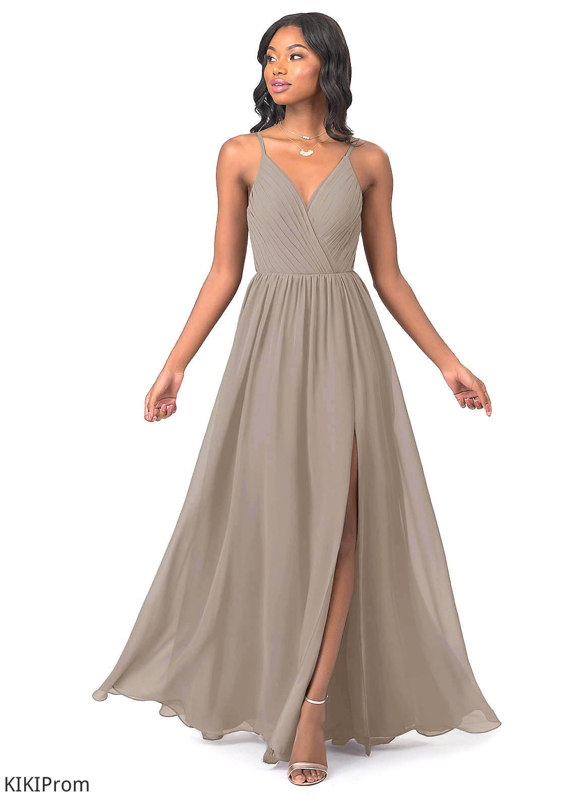 Jacey A-Line/Princess Sleeveless Floor Length V-Neck Natural Waist Bridesmaid Dresses