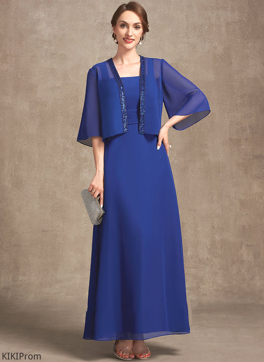 Neckline Bride Ruffle of Mother of the Bride Dresses Mother Diamond the Chiffon Dress Square Ankle-Length With A-Line