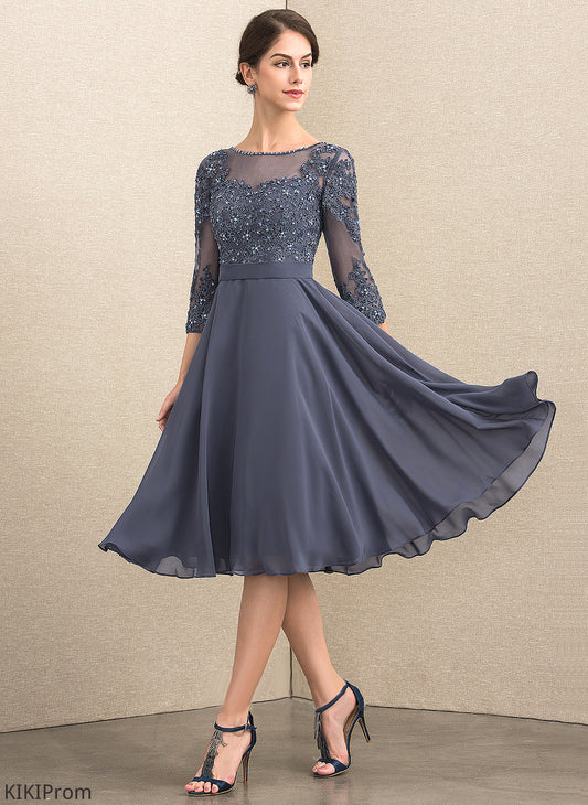 Dress Val Knee-Length Neck Sequins Scoop With Lace Bride Mother the A-Line of Beading Mother of the Bride Dresses Chiffon