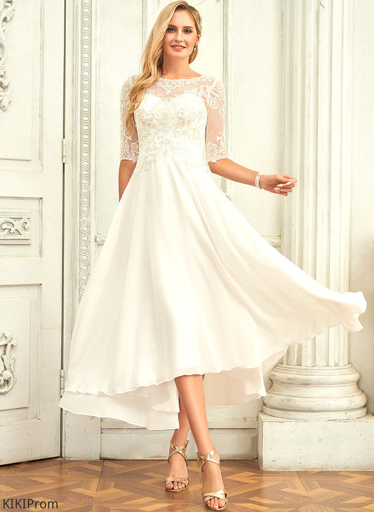Lorelei With Asymmetrical Beading Dress Wedding Dresses Wedding A-Line Sequins Lace Chiffon Scoop