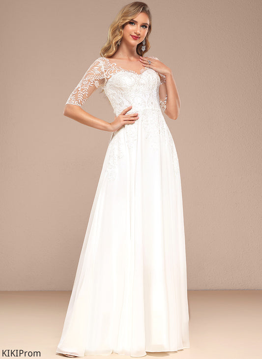 Lace Dress V-neck Jamya Wedding Dresses Chiffon Wedding Floor-Length A-Line
