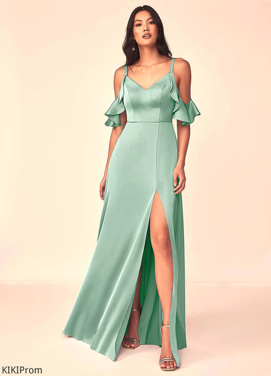 Mimi Spaghetti Staps Natural Waist Floor Length Trumpet/Mermaid Sleeveless Bridesmaid Dresses