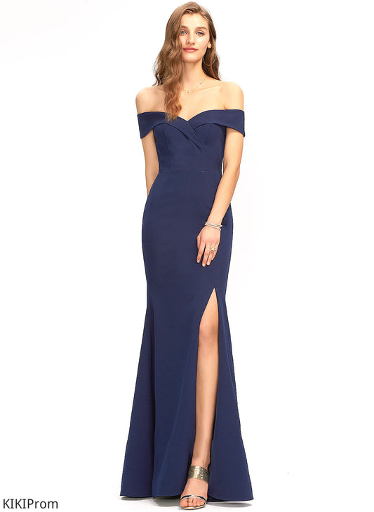 Trumpet/Mermaid Lesly Floor-Length Front Crepe With Off-the-Shoulder Split Stretch Prom Dresses