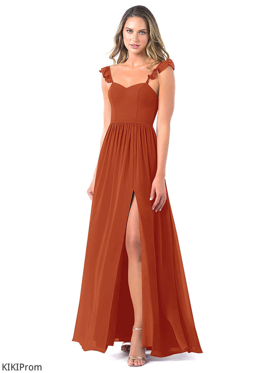 Maren A-Line/Princess Spaghetti Staps Natural Waist Sleeveless Floor Length Bridesmaid Dresses
