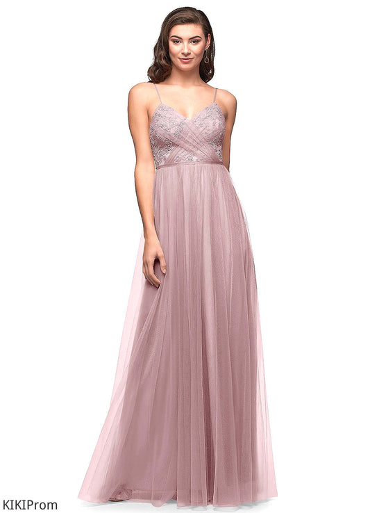 Alexia Sleeveless Floor Length Natural Waist Straps A-Line/Princess Bridesmaid Dresses