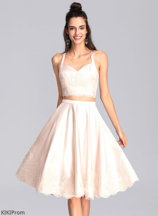 Addyson Homecoming Dresses Dress With Sweetheart A-Line Satin Lace Knee-Length Homecoming