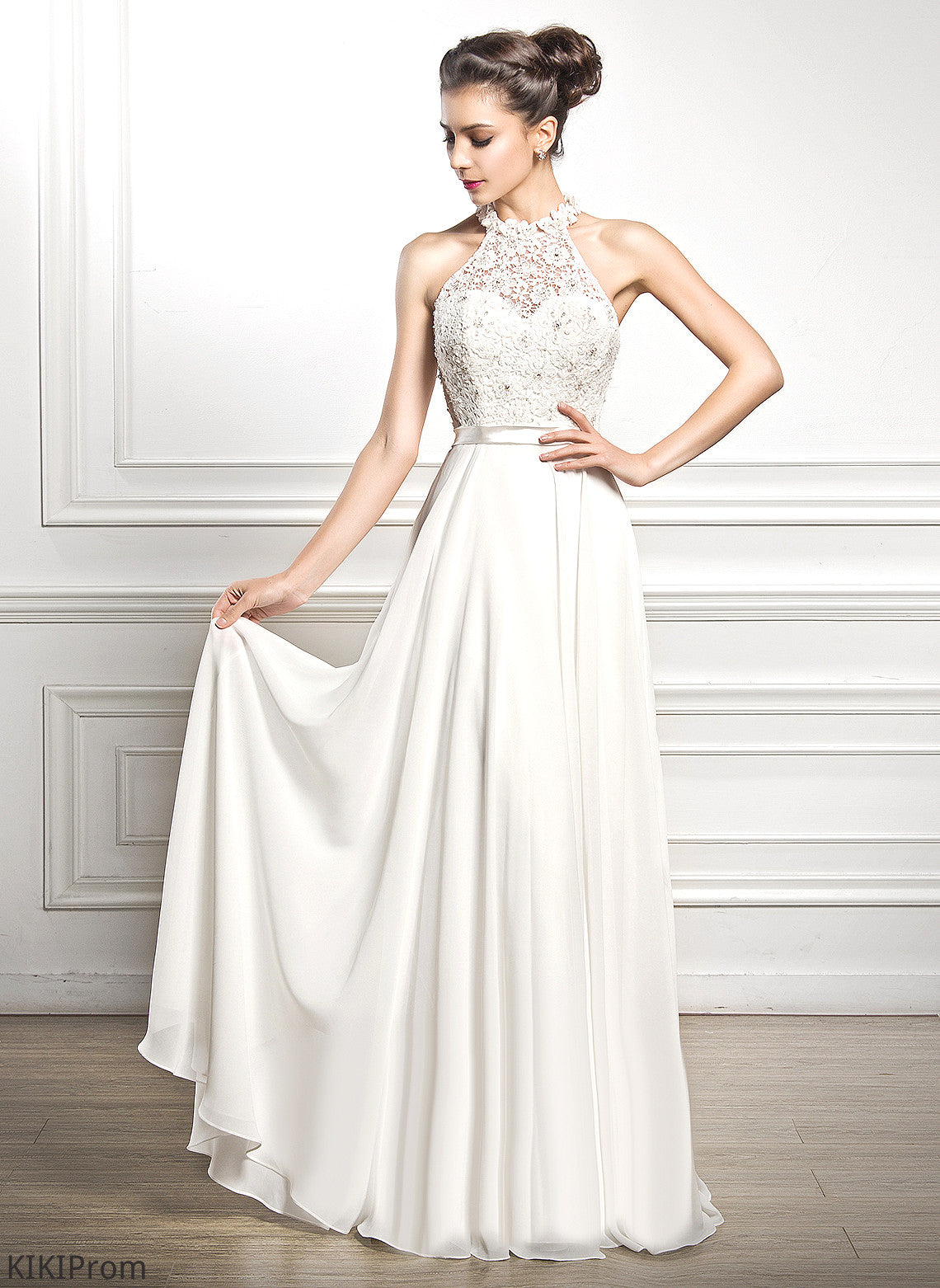 Sequins Wedding Dresses Dress A-Line Chiffon Beading Lace Floor-Length Wedding Eve With