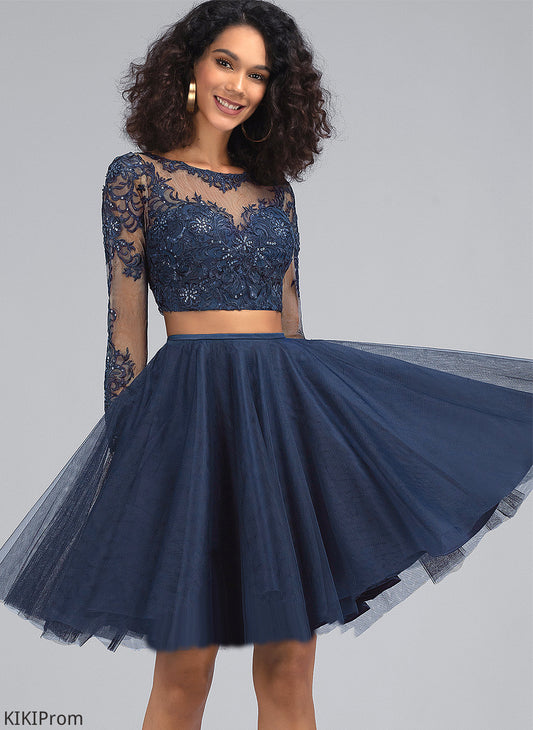 Homecoming Dresses Homecoming Lace With Neck Short/Mini A-Line Ann Tulle Scoop Dress