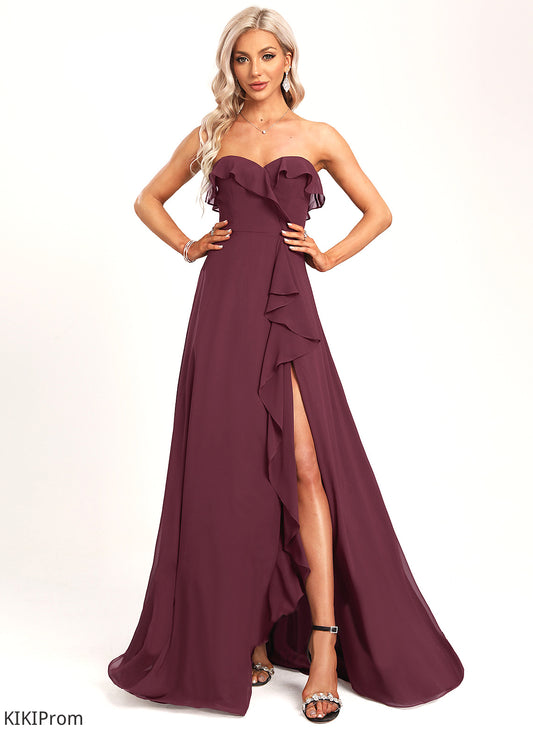 Floor-Length Ruffle Sweetheart Embellishment Neckline Fabric A-Line Length Silhouette Angela Bridesmaid Dresses
