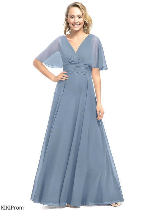 Ryleigh A-Line/Princess Natural Waist Floor Length Spaghetti Staps Bridesmaid Dresses