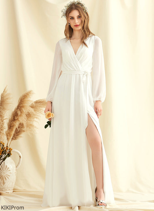 Wedding Floor-Length Noelle A-Line Wedding Dresses Chiffon V-neck Dress