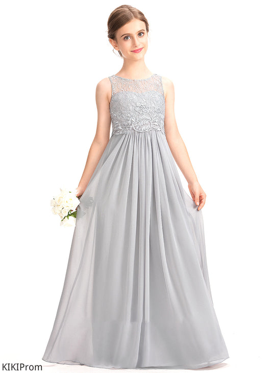 Chiffon Floor-Length A-Line Lace Junior Bridesmaid Dresses Neck Scoop Felicity