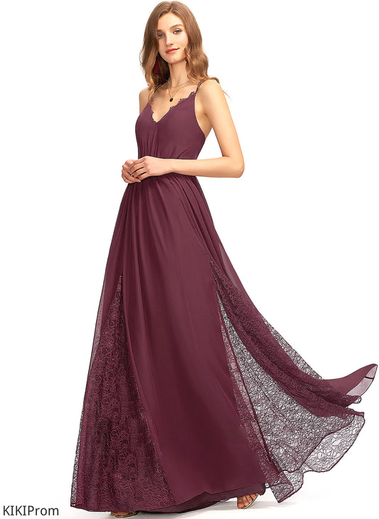 Straps Floor-Length Silhouette Neckline Fabric Length Lace A-Line V-neck Harmony High Low A-Line/Princess Bridesmaid Dresses