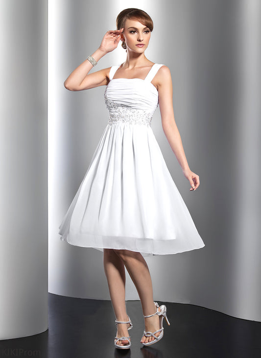 Jessie Homecoming Dresses Beading Dress Neckline Appliques Lace Square Chiffon A-Line Ruffle With Knee-Length Homecoming