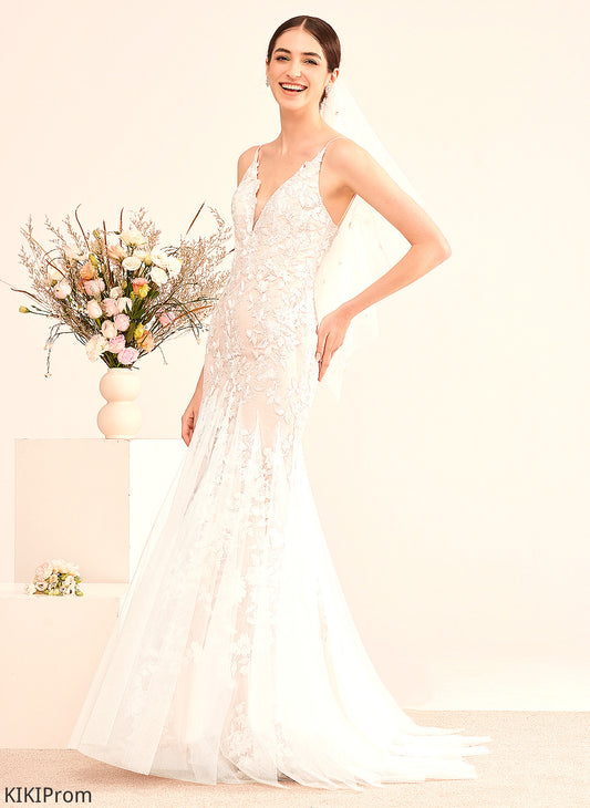 Lace Train With Trumpet/Mermaid V-neck Court Haleigh Dress Lace Tulle Wedding Dresses Wedding