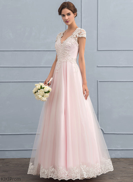 Sequins With Dress Ball-Gown/Princess Wedding Dresses Wedding Tulle V-neck Lace Marilyn Floor-Length Beading