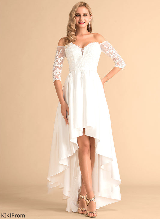 Dress Wedding Dresses Wedding Jaidyn Asymmetrical Lace Satin A-Line