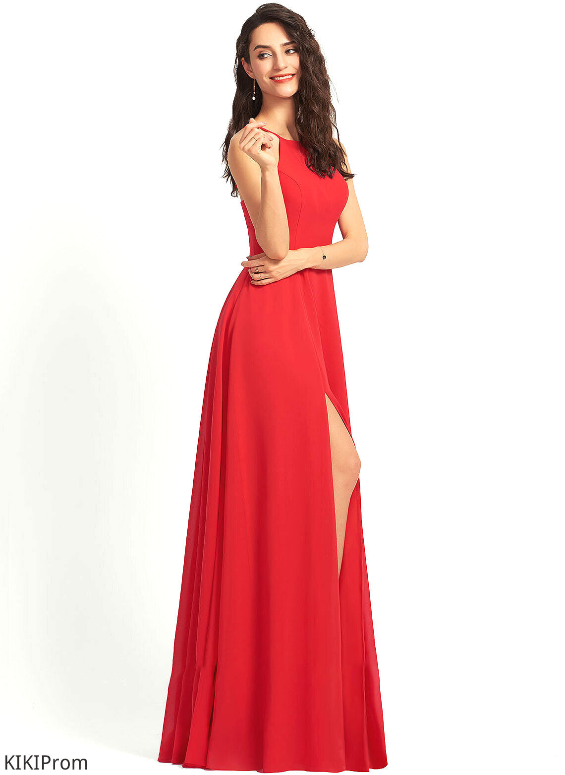 ScoopNeck Neckline A-Line Length Fabric Straps Silhouette Floor-Length Zaria Bridesmaid Dresses