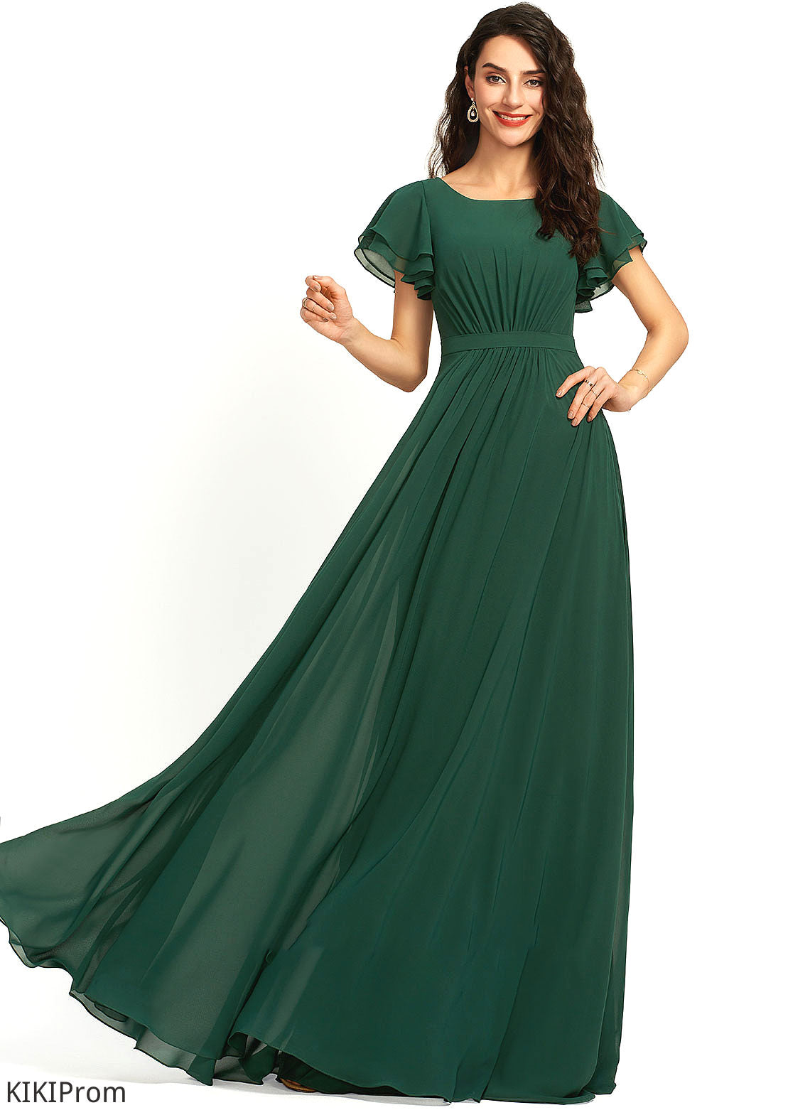 Length Ruffle Floor-Length A-Line Neckline Silhouette Fabric ScoopNeck Embellishment Myah Bridesmaid Dresses
