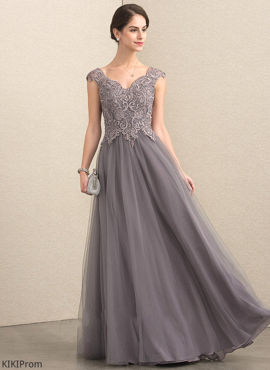 of the Yadira A-Line/Princess Dress V-neck Lace Floor-Length Mother Mother of the Bride Dresses With Bride Sequins Tulle