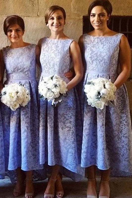 Lavender A Line Asymmetrical Sleeveless Bridesmaid Dresses