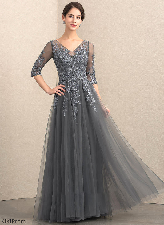 Sequins Elise Bride Floor-Length of Dress Mother of the Bride Dresses Mother With the V-neck Lace A-Line Tulle Beading