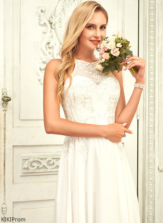 Chiffon Lace A-Line Dress Scoop Wedding Dresses Wedding Cindy Floor-Length
