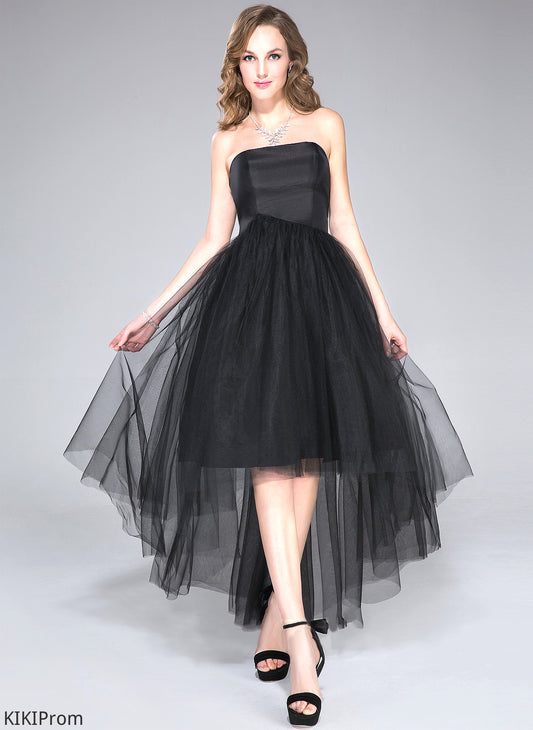 With Asymmetrical Strapless Ruffle Homecoming Tulle Homecoming Dresses A-Line Dress Taffeta Maddison