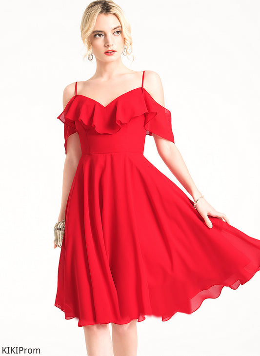Kassidy With V-neck Ruffles Cocktail Dresses Dress Knee-Length Chiffon Cascading Cocktail A-Line
