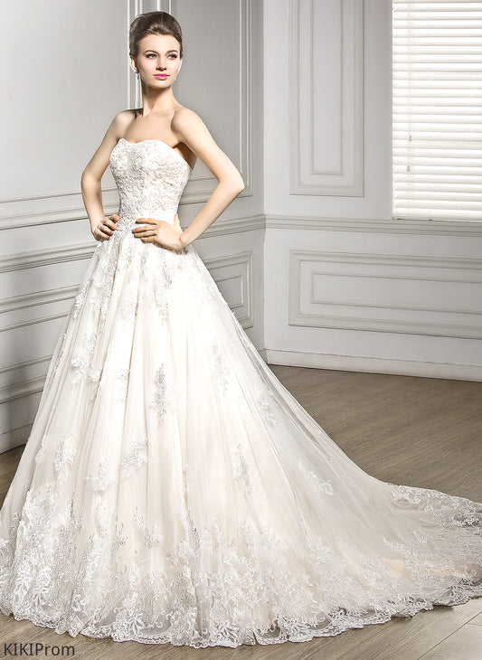 Reese Wedding Dress Sweetheart Lace Ball-Gown/Princess Court Train Wedding Dresses Tulle