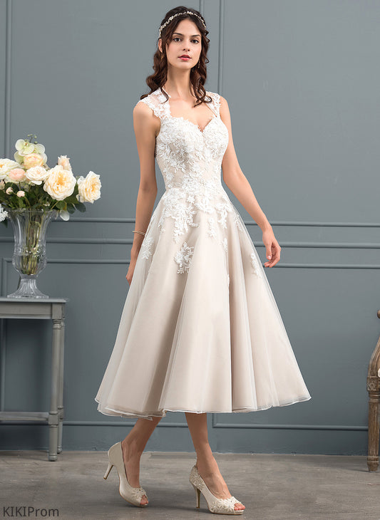 Sweetheart Ball-Gown/Princess Wedding Tea-Length Sequins Dress Wedding Dresses With Tulle Nevaeh
