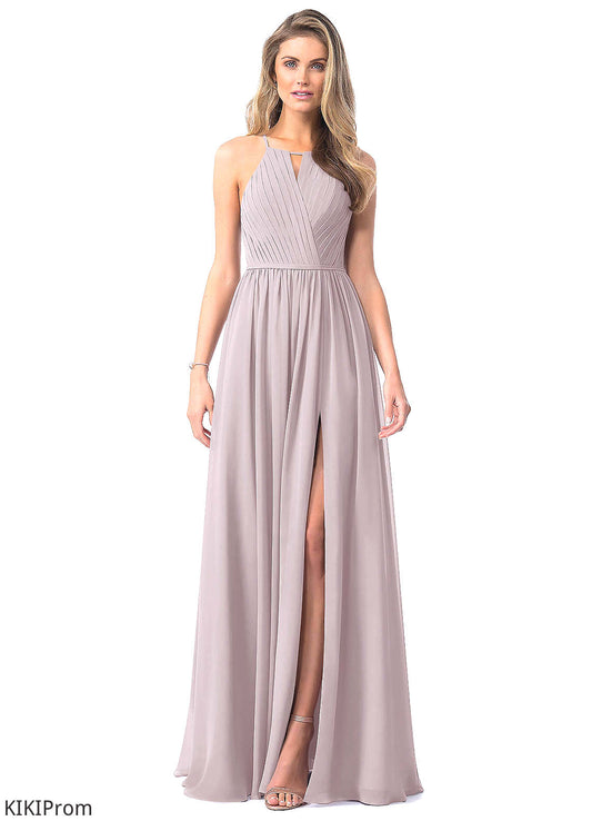 Laci A-Line/Princess V-Neck Floor Length Natural Waist Sleeveless Bridesmaid Dresses