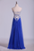 2022 Open Back Prom Dress Sweetheart Dark Royal Blue Chiffon With Applique