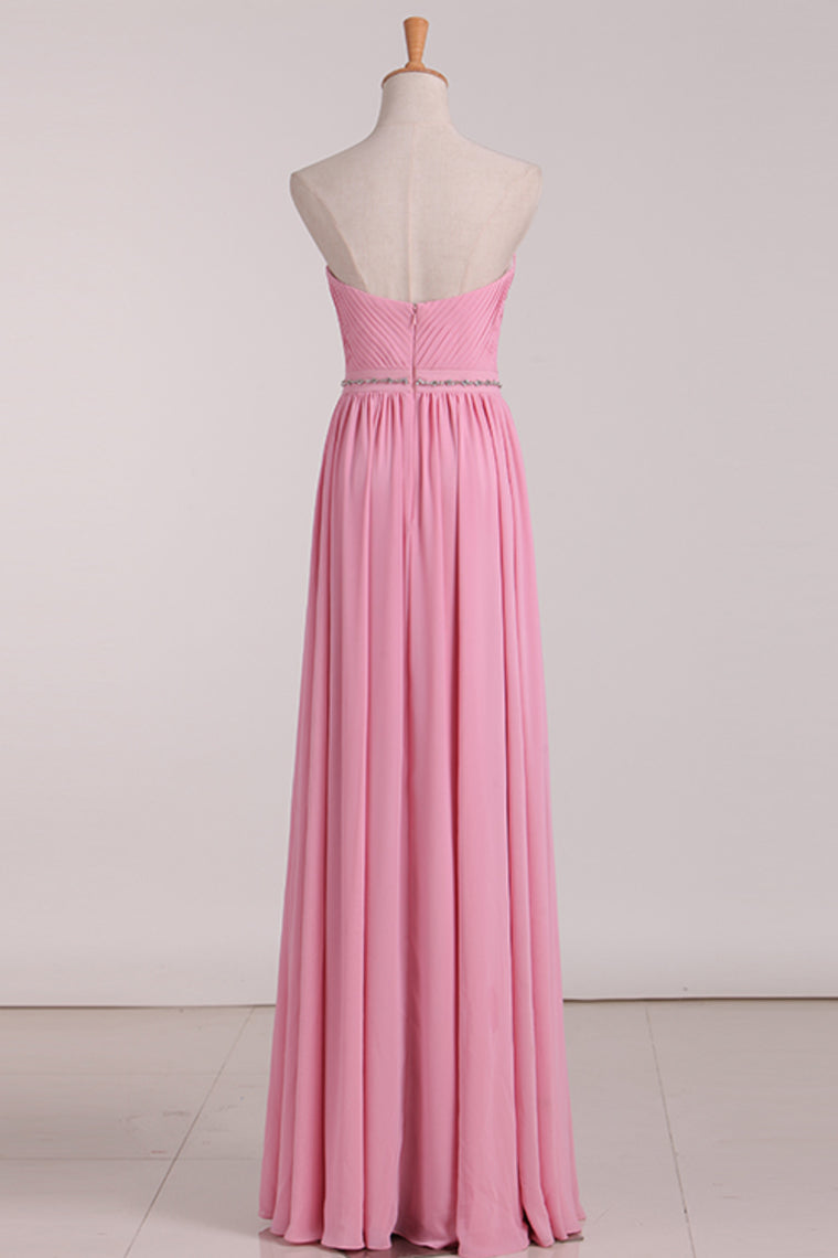 2024 New Arrival Sweetheart Bridesmaid Dresses Chiffon With Ruffles And Beads