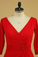 2022 Red Plus Size Mother Of The Bride Dresses V Neck 3/4 Length Sleeve Spandex With Beads Mermaid