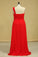 2022 Plus Size One Shoulder Bridesmaid Dresses  Ruffled Bodice A-Line Chiffon Red