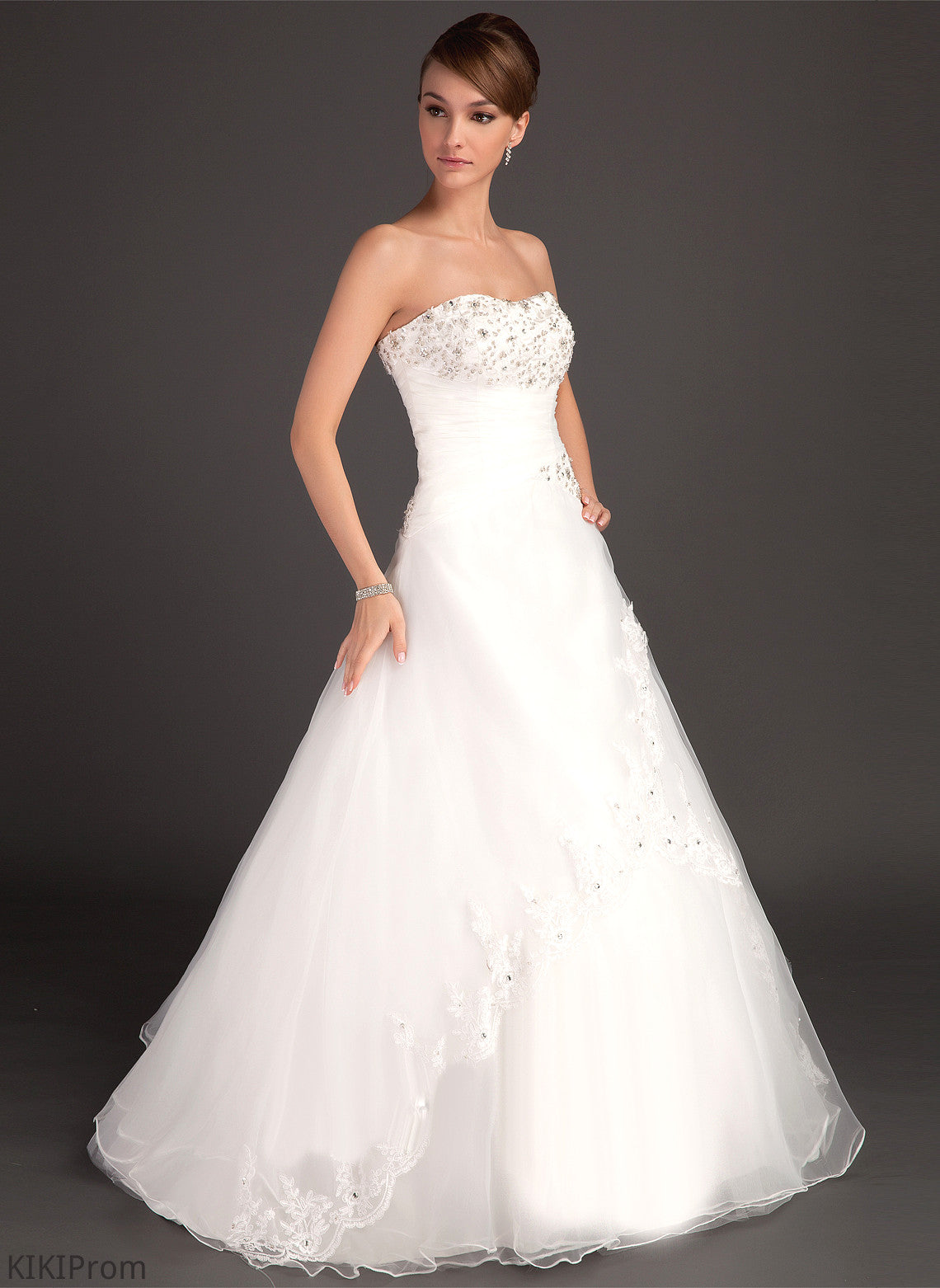 Floor-Length Beading Sweetheart Ball-Gown/Princess Trudie Organza Wedding Wedding Dresses Ruffle With Lace Dress