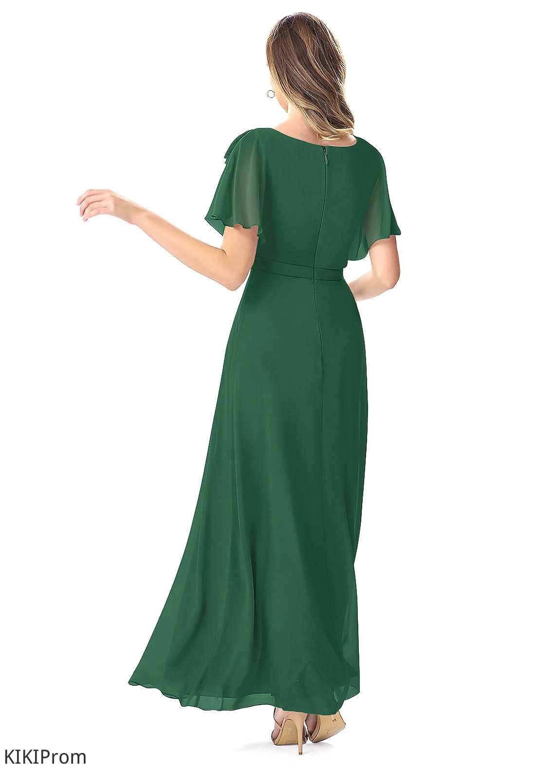 Emery Sleeveless Natural Waist A-Line/Princess Floor Length Spaghetti Staps Bridesmaid Dresses