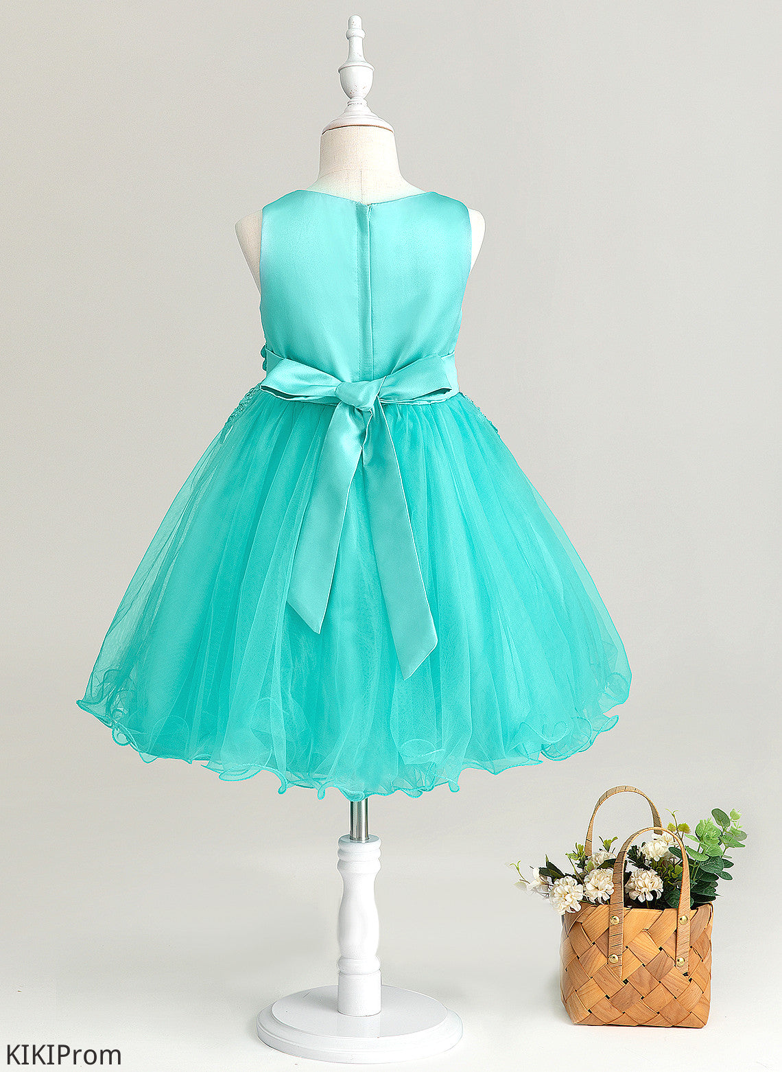 Dress - A-Line Scoop Sleeveless Flower With Knee-length Girl Flower(s) Neck Flower Girl Dresses Satin/Tulle/Lace Yoselin