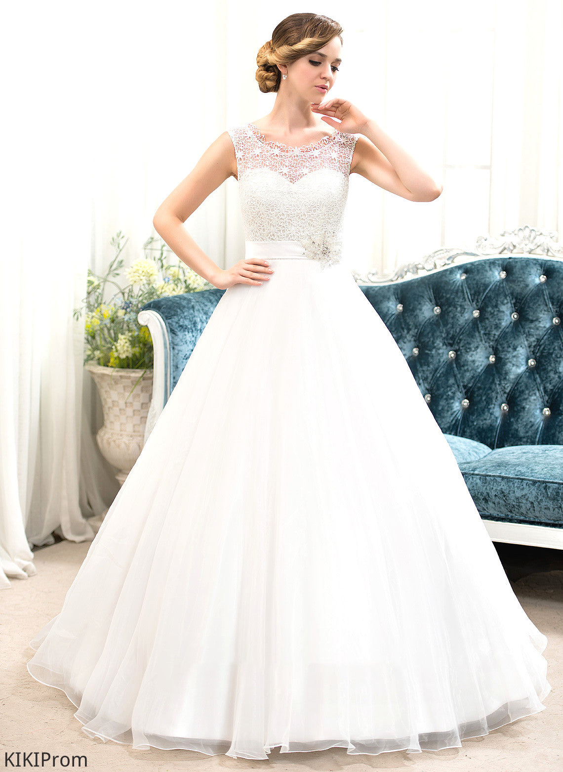 Sweep Beading With Scoop Train Sequins Lace Organza Thirza Wedding Dress Wedding Dresses Ball-Gown/Princess Neck