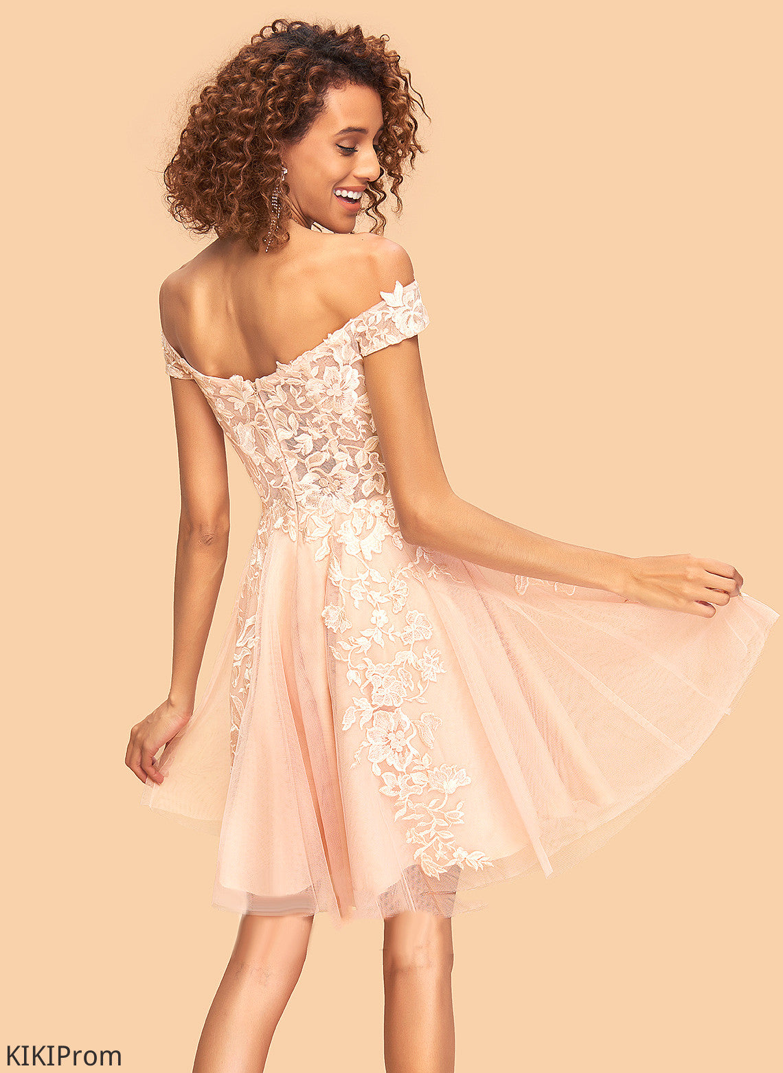 Mia A-Line Homecoming Dresses Tulle With Homecoming Dress Off-the-Shoulder Lace Short/Mini