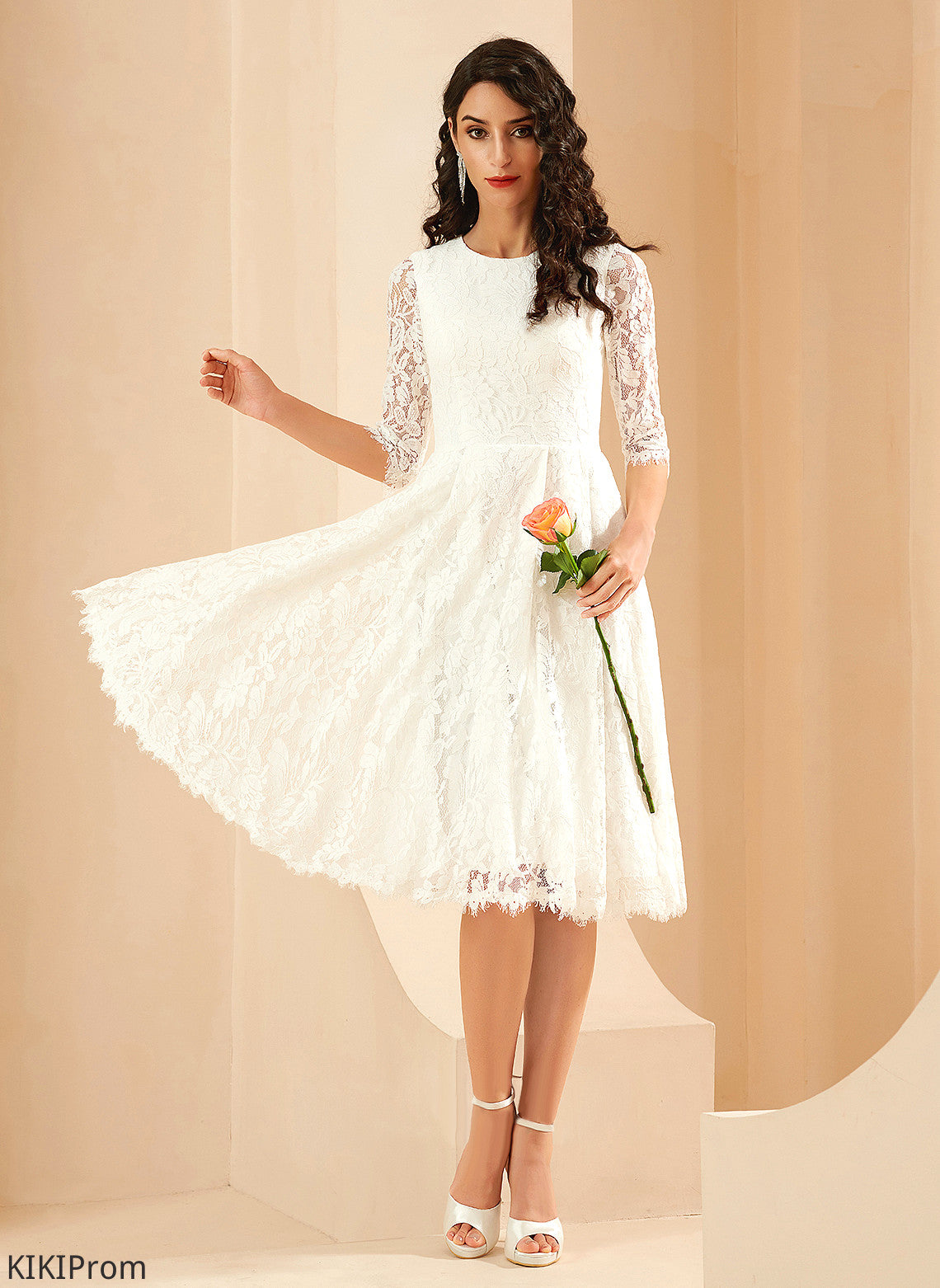 Wedding Lace Jacqueline Dress Wedding Dresses Knee-Length A-Line Scoop