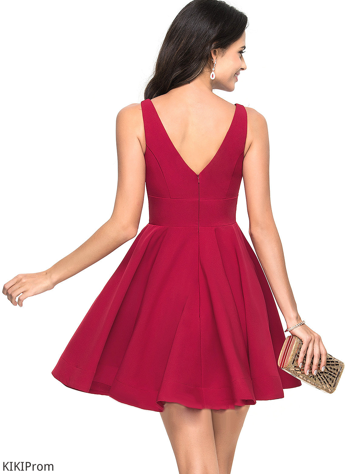 Homecoming A-Line Crepe Stretch Short/Mini Dress Siena V-neck Homecoming Dresses