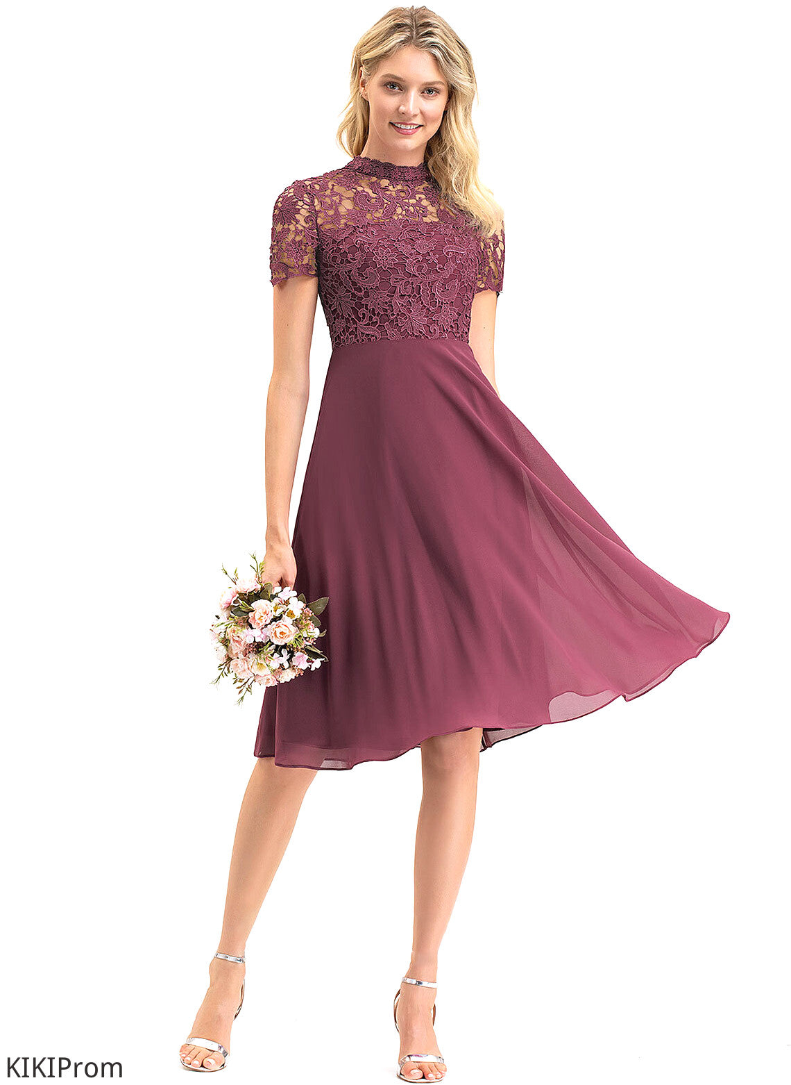 A-Line Straps Fabric Knee-Length Silhouette Length Lace ScoopNeck Neckline Hailey Sleeveless Floor Length Bridesmaid Dresses