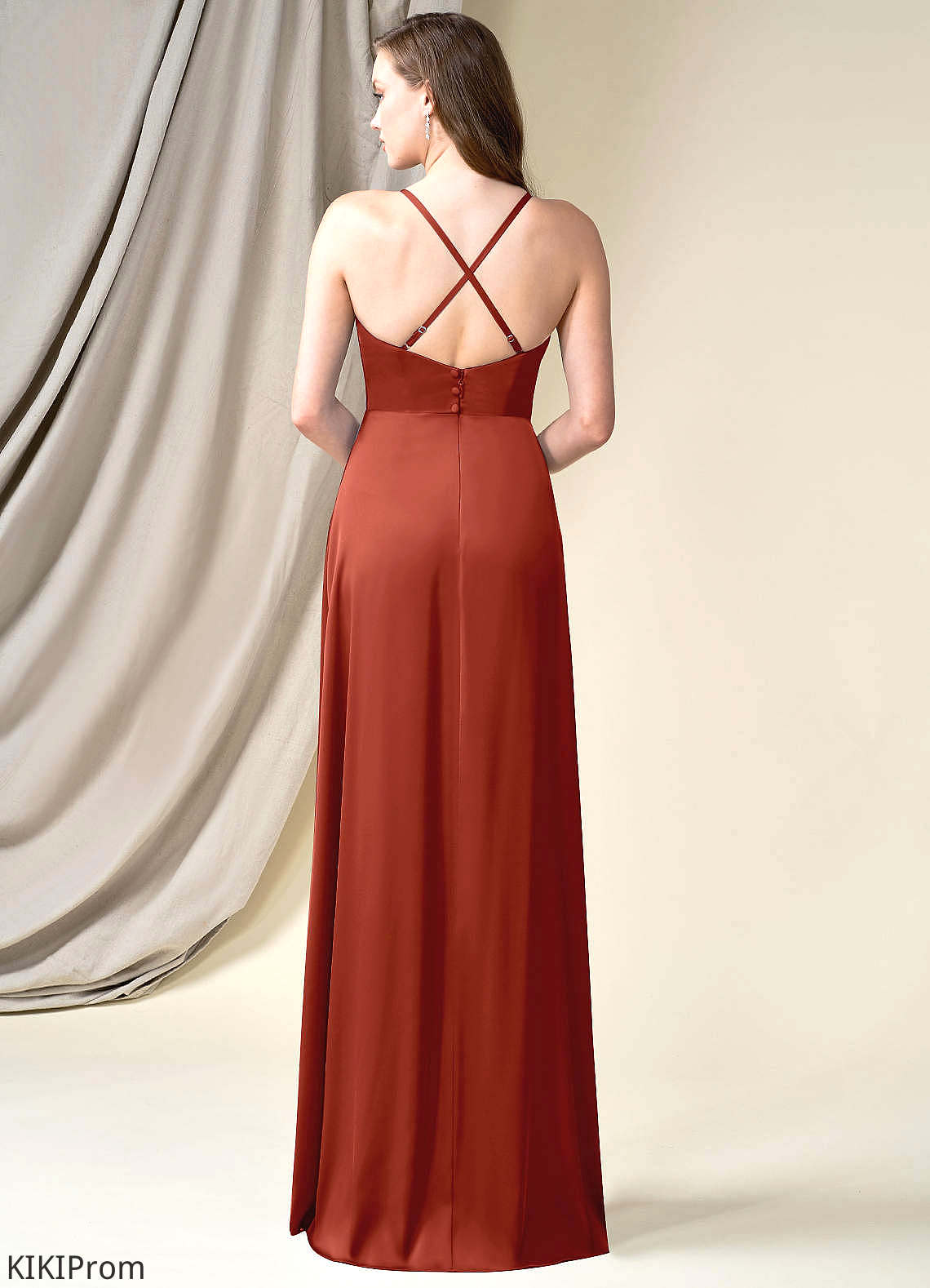 Daniela Natural Waist A-Line/Princess Floor Length Straps Sleeveless Bridesmaid Dresses