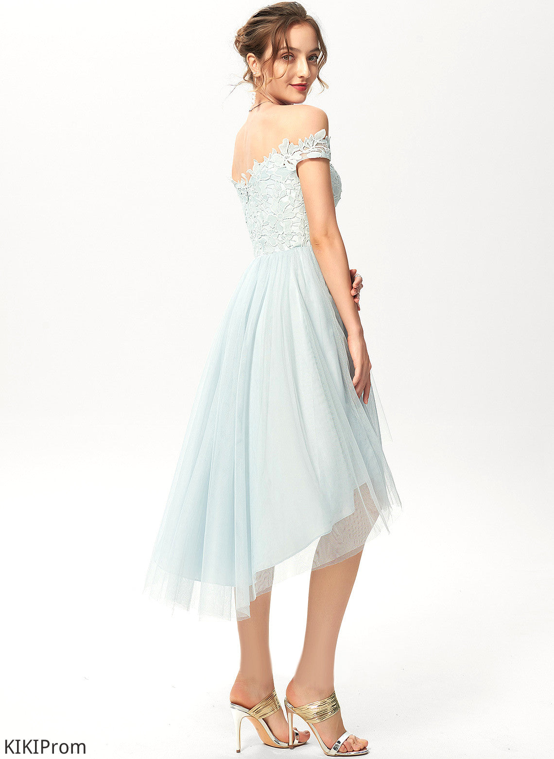 Lace Cocktail Dresses Dress Tulle Mariah Off-the-Shoulder A-Line Asymmetrical Cocktail