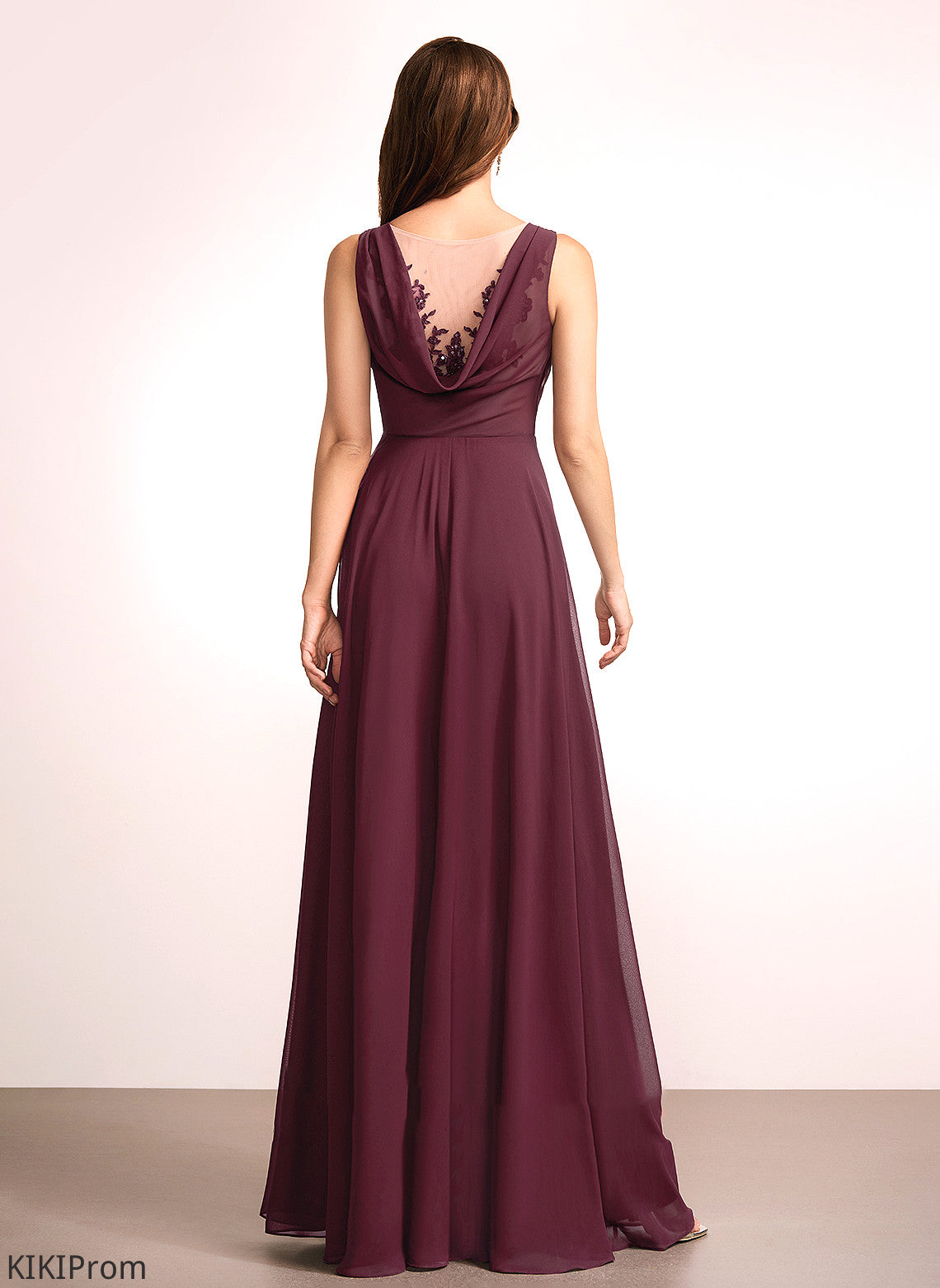 V-neck Lace Silhouette Floor-Length Neckline Fabric Embellishment Length A-Line Julie Bridesmaid Dresses
