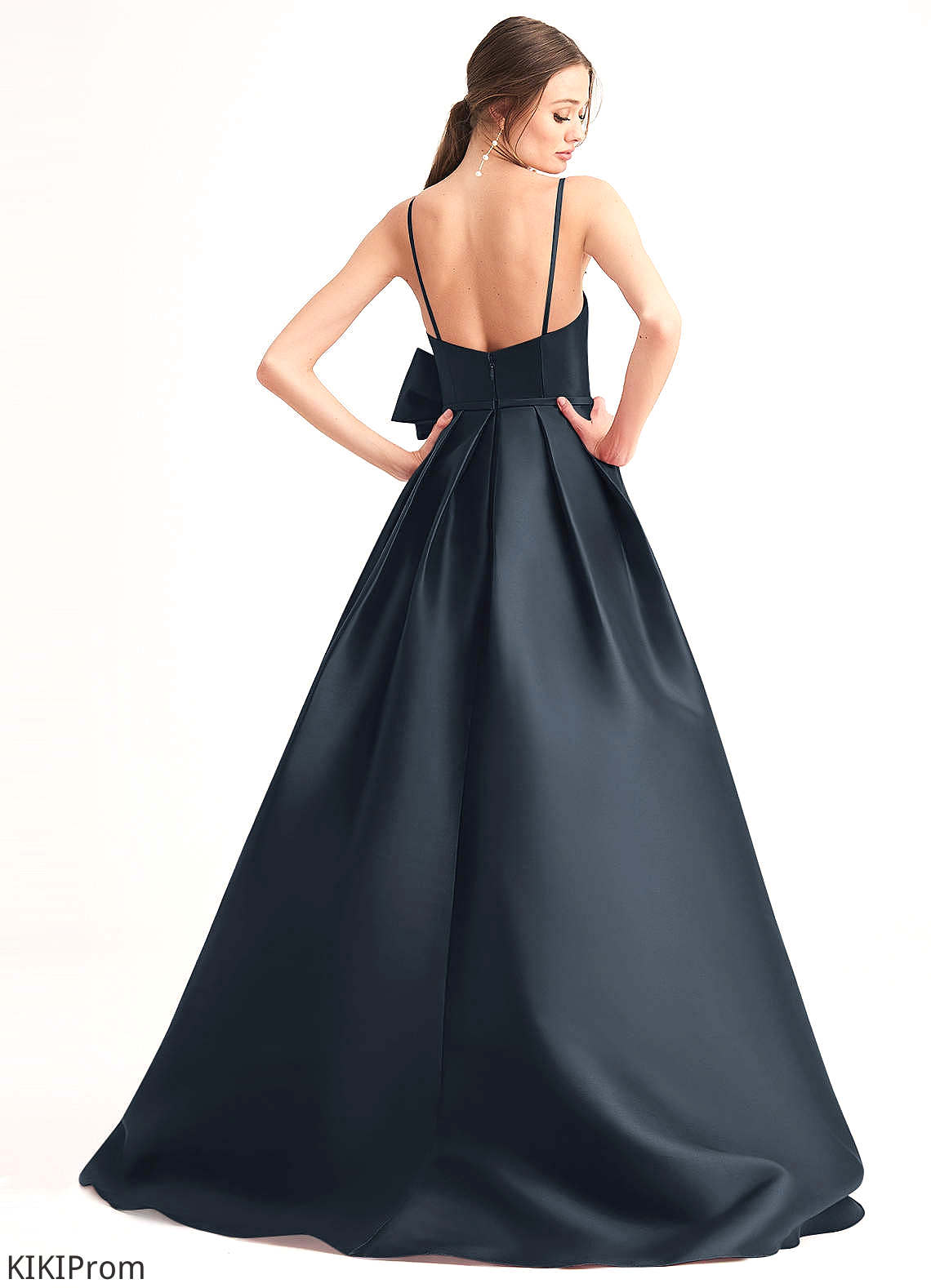 Kayla Sleeveless Floor Length Natural Waist Sheath/Column V-Neck Lace Bridesmaid Dresses
